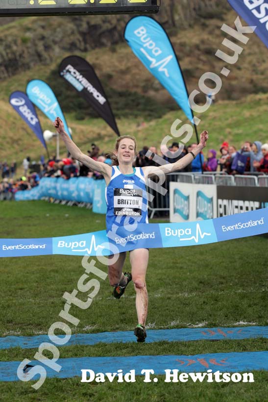 Fionnuala Britton wins the senior womens BUPA Great Edinburgh Cross country.